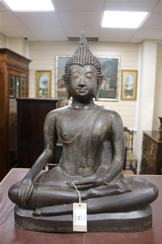 A large Thai bronze seated figure of Buddha
